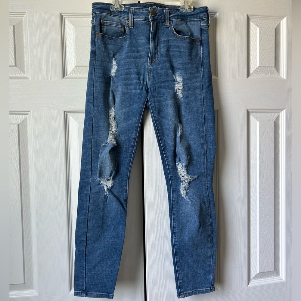 high-rise ripped jeggings